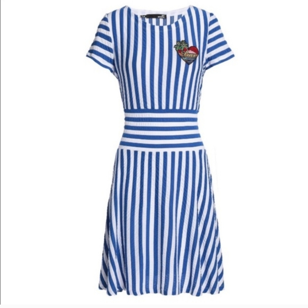 Love Moschino Blue and White Striped Dress